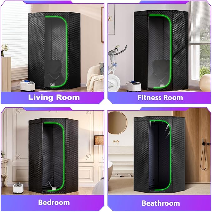 Steam Sauna Tent for Home with Transparent Door, Portable Indoor Sauna with Powerful Steam Heating, Foldable Personal Spa for Relaxation (Single Pentagonal, Black)