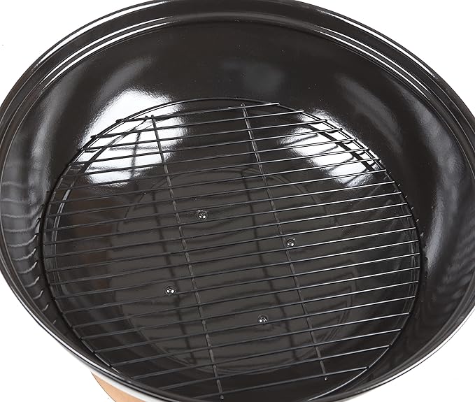 Fire Sense 62242 Fire Pit Degano Round Wood Burning Lightweight Portable Outdoor Firepit Backyard Fireplace Also Included Wood & Cooking Grate - Black Copper - 26"