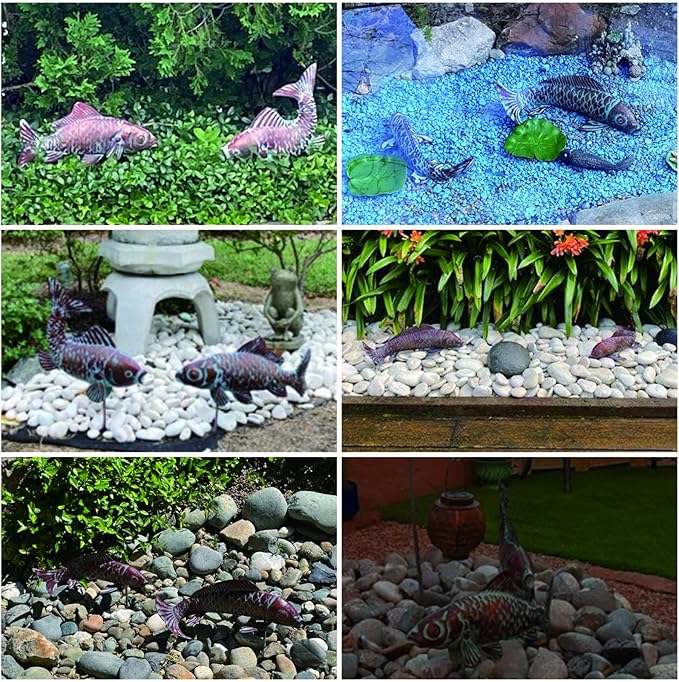 CLYB Outdoor Garden Sculptures & Statues Koi Fish Decor Antique Koi Garden Decor for Outside,Patio,Backyard,Pond,Home Decoration,Metal Fish Sculptures,Gardening Gifts for Women Mom Grandmom,Set of 3
