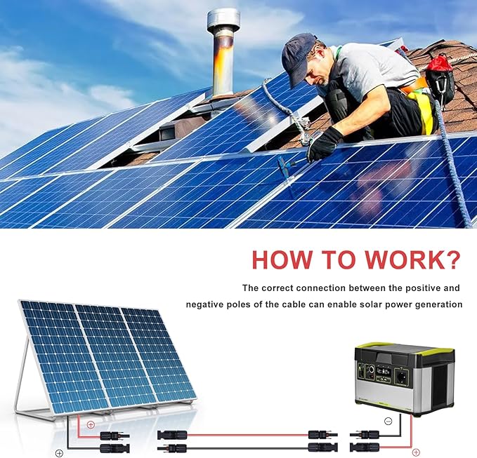 Twin Wire 75FT Solar Extension Cable - 10AWG(6mm²) Solar Panel Connector, with 6 Pairs-IP67-Male/Female Solar connectors for Outdoor Automotive RV Boat Marine Solar Panel- Black & Red
