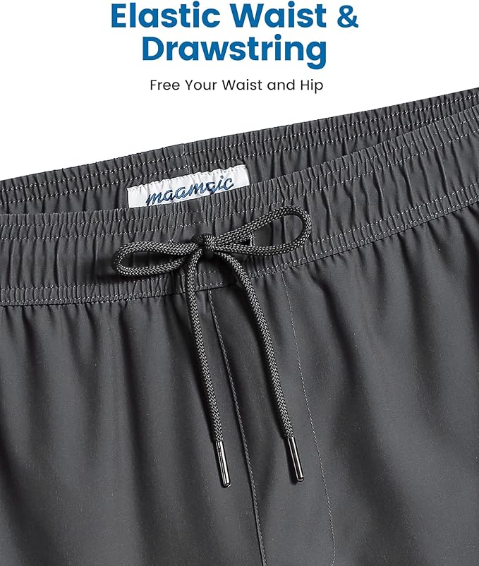 maamgic 2 in 1 Mens Swim Trunks 7 Inch Swim Shorts Swim Suits Board Shorts
