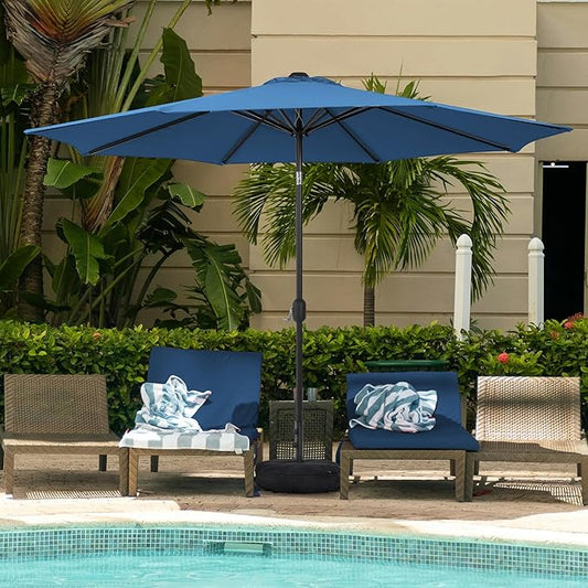 Sundale Outdoor Olefin 5-Year-Non-Fading Patio Umbrella with Sand Bag Umbrella Base, Outdoor Umbrella with Tilt and Crank