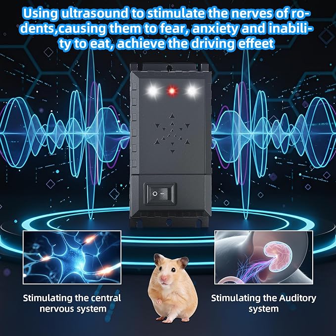 4 Packs Rodent Repellent for Car Engines, Ultrasonic Mouse Rat Repeller with Battery Powered, Keep Mice Out of Under Hood, Mice Deterrent with Strobe Lights for Car Engine Indoor & Outdoor Use (4)