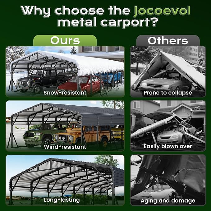20x40FT Metal Carport, Heavy Duty Car Garage w/Reinforced Support Rods and Windproof Ground Anchors, All-Weather Multi-Use Outdoor Shelter for 4 Car, Boats and Truck