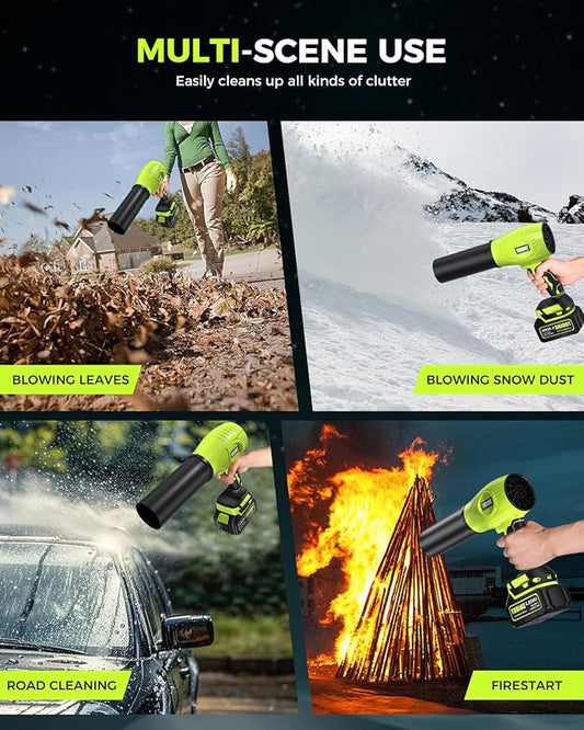 Leaf Blower Cordless with Battery and Charger, 980,000 RPM, Extended Nozzle,Lightweight Handheld Design,Blower for Patio Cleaning and Lawn Care,Birthday Gifts for Men Dad Husband Forest Green