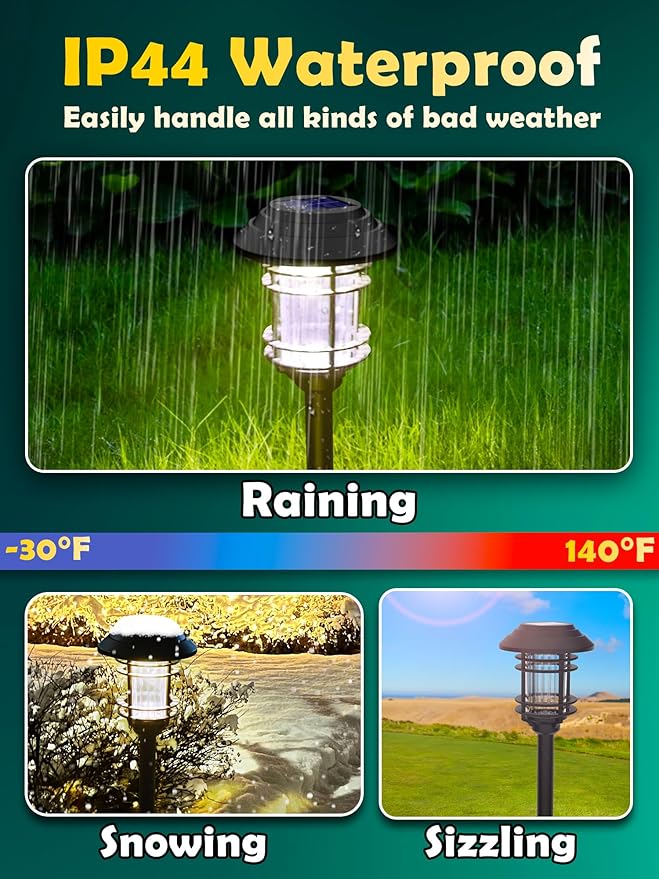 Azirier Solar Lights Outdoor Waterproof, 8 Pack LED Solar Garden Lights for Yard, Patio, Walkway, Landscape, Planter