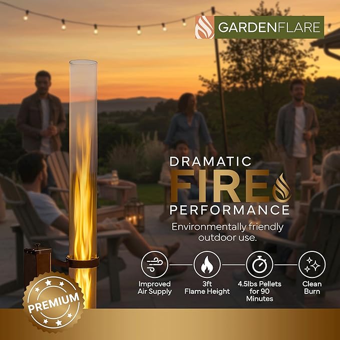 Smokeless Fire Pit - Outdoor Wood Pellet Fire Tube Stainless Steel firepit for Ambience Fire on Your Backyard, Patio, Porch & Garden (Matte Black, Premium)
