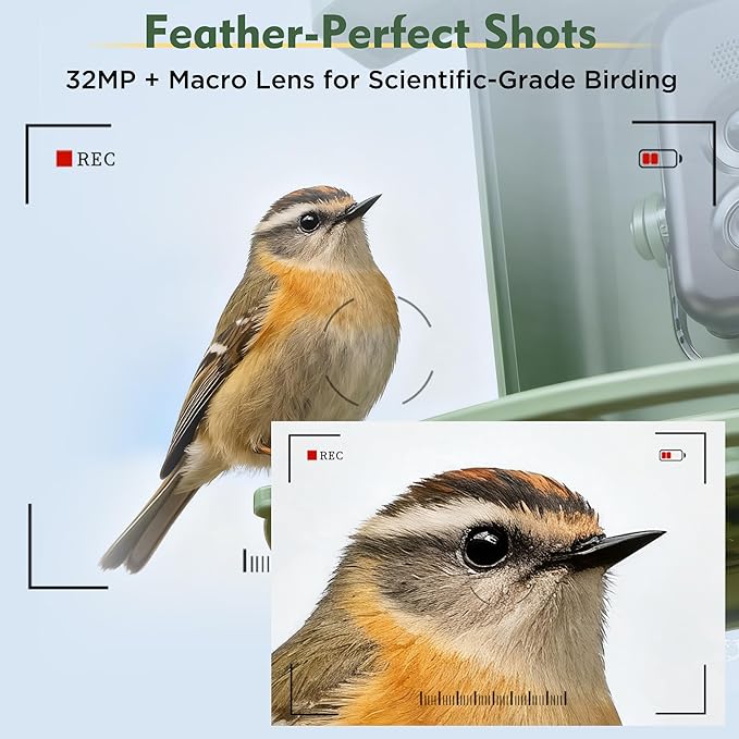 Hibird 4K HD Smart Bird Feeder with Camera Solar Powered, 2.4GHz/5GHz Dual WiFi Auto Capture Bird Video, Real-time Notifications & Live Streaming, AI Identify 10000+ Species for Gift