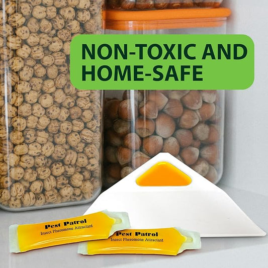 Greenway Pantry Patrol Traps, Non-Toxic Pantry Moth and Insect Control, Gel-Based for Flour Beetles, Grain Storage, and Kitchen Use, 6 Packs (Includes 12 Traps and 12 Lures)