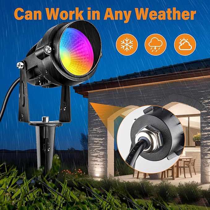 AGDJASA Low Voltage RGBW LED Landscape Lights Spot Lights Outdoor for Yard Garden Decor Spotlight, 12V-24V Low Voltage Landscape Lighting with 16 Color Changing and Remote IP68 Waterproof (6)