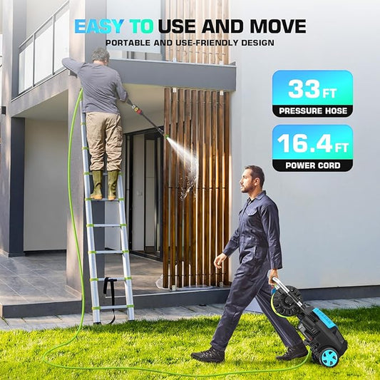 Professional Electric Pressure Washer 4800PSI, 4.0GPM Portable Power Washer with 4 QC Nozzles and Soap Bottle, Washer Machine for Cars/Home/Driveways/Patios/Decks/Fences (Blue)