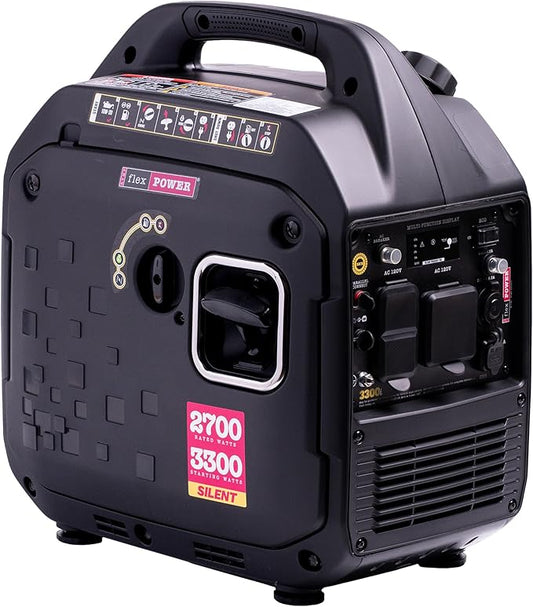 RVMP Flex Power 3300W Portable Inverter Generator - Engineered by RV Generator Professionals, 30 Amp Ready