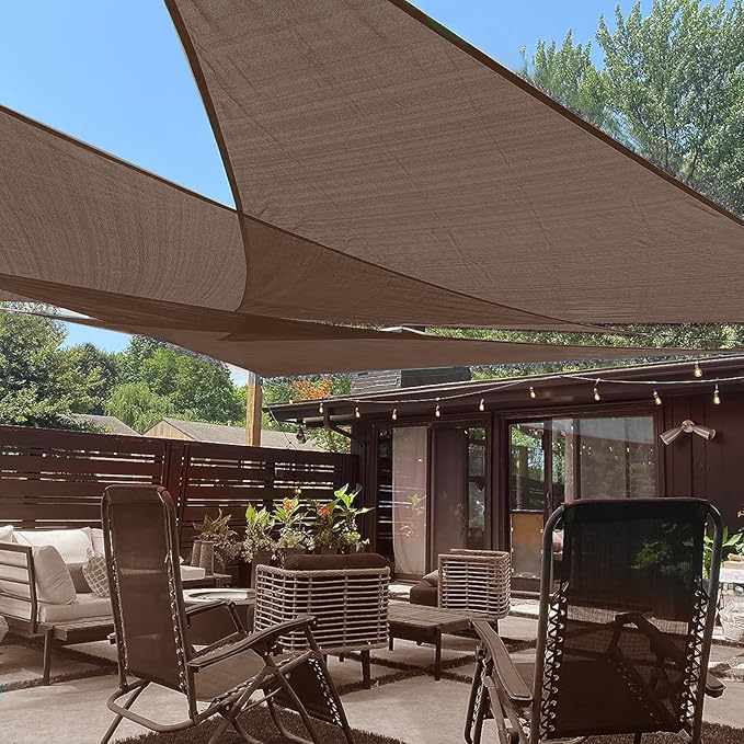 LOVE STORY Custom Size 8'x8'x11.3' Brown Sun Shade Sail Right Triangle Sunhsade Fabric Awning Canopy for Patio Backyard Carport Pergola (Customized)