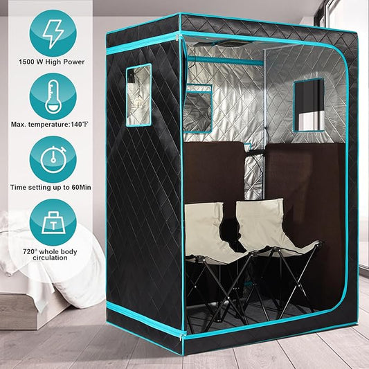 Full Size Infrared Sauna for Home, 2 Person Large Space Personal Home Sauna for Relaxation & Detox, 1500W Dry Heating Technology Indoor Saunas