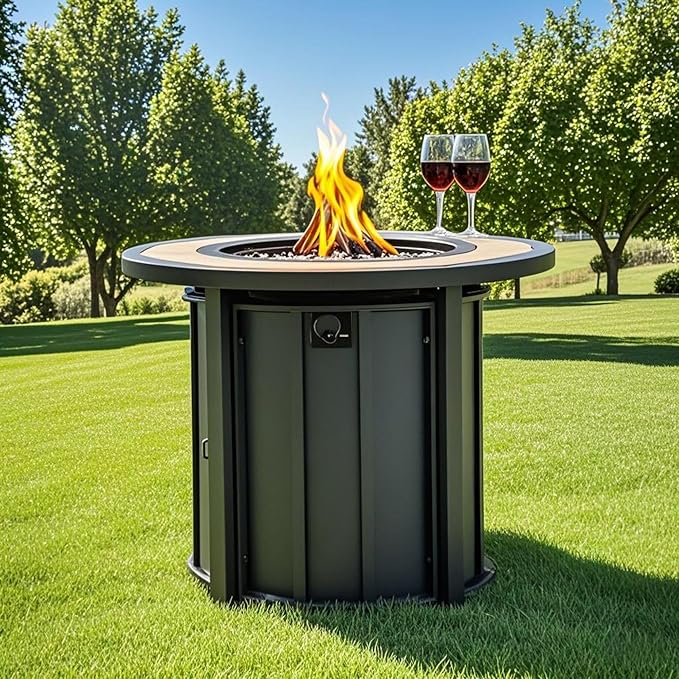 Propane Fire Pit Table, 30" Firepits for Outside, Gas Fire Pit for Outside Patio, Propane Fire Table with Ceramic Tabletop for Patio, Pool, Tank Inside, Tank Not Included, 50000BTU, Black