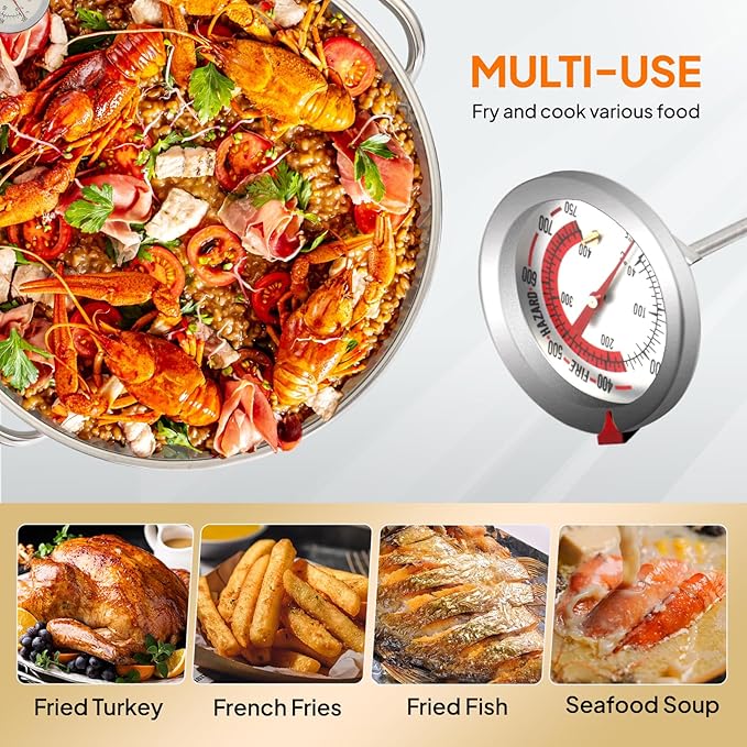 ROVSUN 50QT Turkey Fryer with 54,000BTU Propane Stove, Stainless Steel Outdoor Deep Fryer & Seafood Boiler Steamer with Basket, Thermometer, Lifting Hook & Support Rack for Outdoor Backyard Cooking