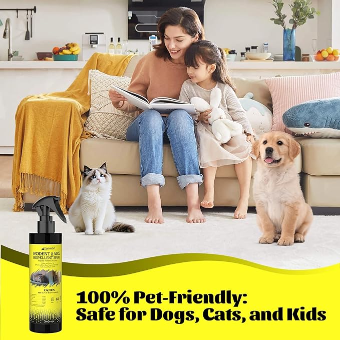 Rodent & Mice Repellent Spray,300ml,Creates Protective Barrier for Car Engine, Garage, RV & Home, Long Lasting Protection, Peppermint Scent