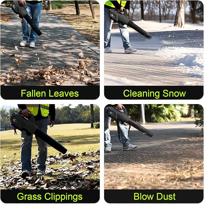 Aoypalp Leaf Blower Cordless with Battery - 40V Powerful Electric Leaf Blower, 600CFM &180MPH and Variable-Speed with 5.0Ah Battery and Charger for Lawn Care, Patio, Dust, Blowing Leaves (Grey)