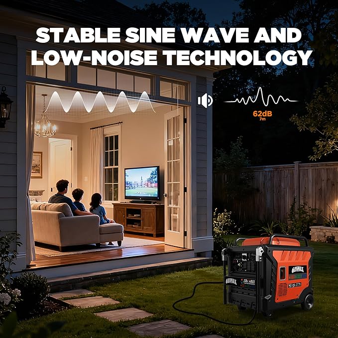GENMAX 12500W Tri-Fuel Inverter Generator with Bluetooth & CO Shield (2026 Model) - Quiet, 50A Outlet, 2-Wire Auto Start, Ideal for Home Backup, RV, Camping - EPA Compliant (GM12500iET)