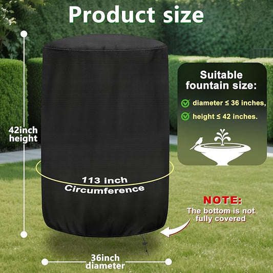 36"x42" Outdoor Water Fountain Covers for Winter Protection,420D Oxford Cloth Waterproof Garden Chimnea Statue Cover Charcoal Grill Cover