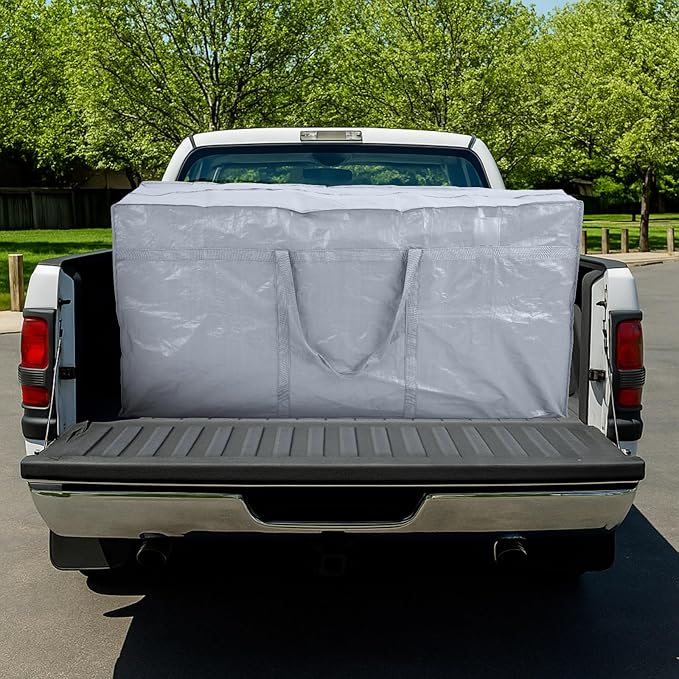 Windyun 4 Pack 168 Gallon Extra Large Storage Bags XXL Moving Bags with Zipper Handles Heavy Duty Jumbo Big Tote Box for Christmas Tree Storage 4, 5, 7.5, 9, 10, 12 ft Skeleton College Dorm(Silver)