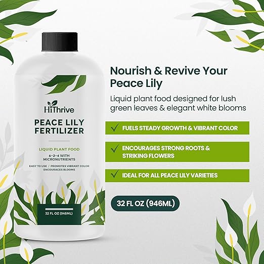 32oz Peace Lily Plant Indoor Live Fertilizer - Makes 192 Gallons of Peace Lily Fertilizer - Nutrient-Rich Liquid Plant Food for Lush Foliage, Stronger Roots, and Elegant White Blooms