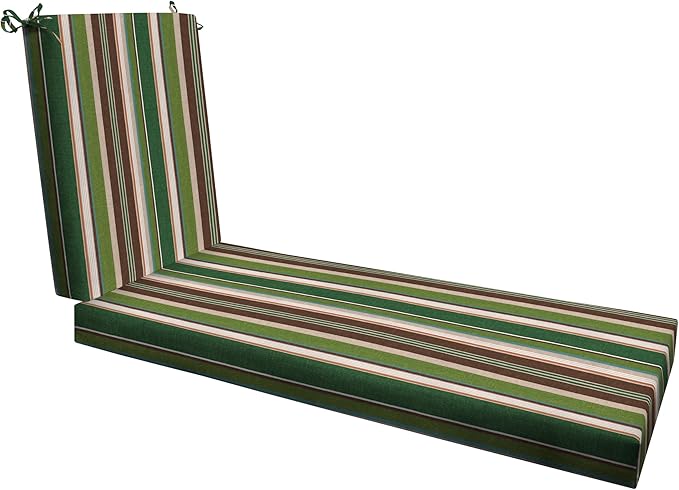 Honeycomb Outdoor Heritage Chaise, 22.5" W x 70" L, Stripe Pine Green Chair Cushion for Patio Furniture