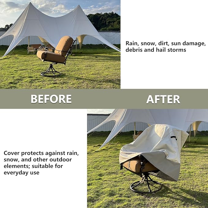 Outdoor Swivel Lounge Chair Cover 2 Pack,(35 W x 37 D x 38.5 H inches) 100% Waterproof Heavy Duty Outdoor Chair Covers,Patio Furniture Cover for Swivel Patio Chair,Beige
