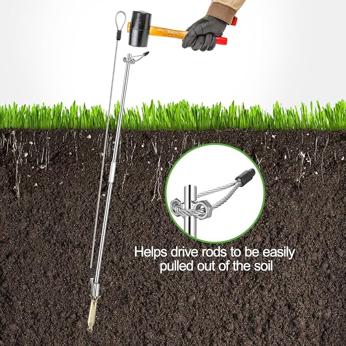 6 Pack Ground Earth Anchors, Easy Hook Anchor with Driving Rod, Earth Anchor Cable Stakes with Webbing for Anchor Tunnel Creenhouse, Large Walk-in Green House, Greenhouse Plastic