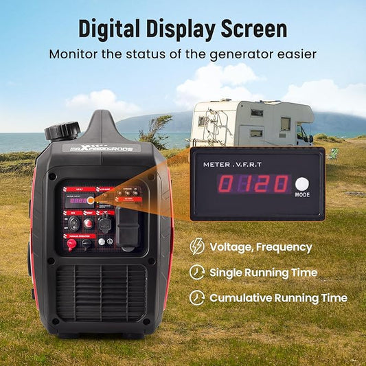 maXpeedingrods 2850 Watt Portable Inverter Generator,Gas Powered, EPA Compliant with CO Alarm, Compact and Lightweight for Outdoor Camping, RV Ready and Home