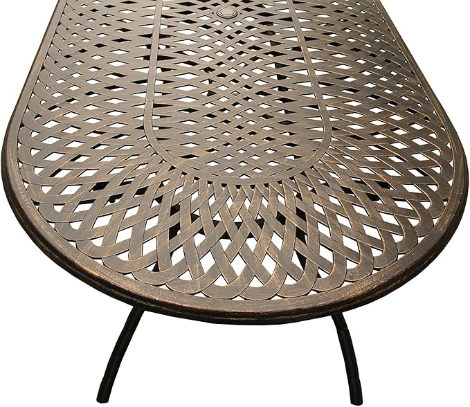 Oakland Living Contemporary Modern Outdoor Mesh Lattice Aluminum 95 inch Bronze Oval Dining Set with Ten Chairs