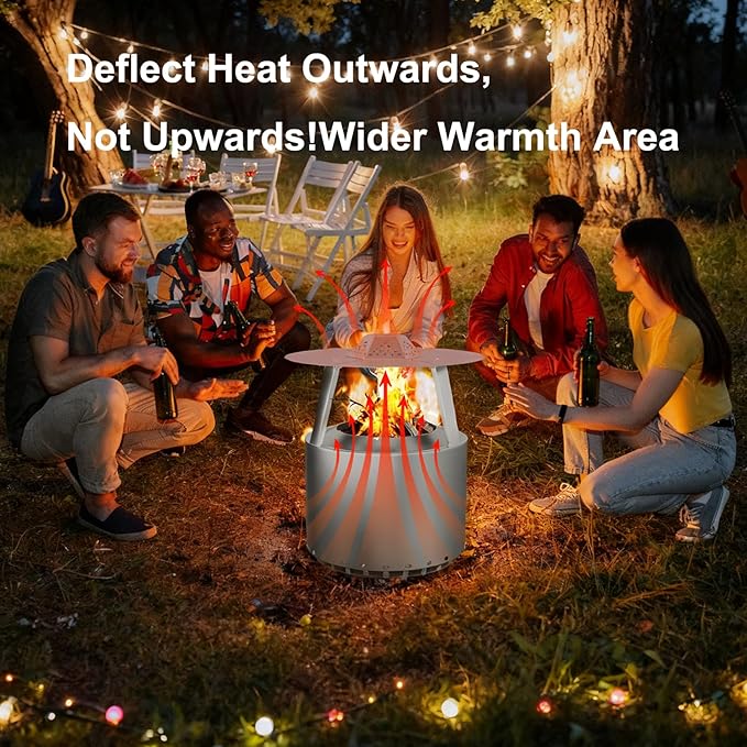 Heat Deflector for Solo Stove Bonfire 19.5",304 Stainless Steel Heat Diffuser with Handle&Legs,Heat Radiation for Wider Warmth Area,Compatible with Bonfire 19.5"Outdoor Fire Pits,for Backyard,Camping