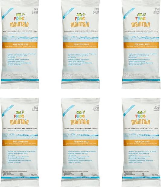 FROG Maintain for Swim Spas - Non-Chlorine Shock for use with Swim Spa FROG @Ease Floating System - Single Dose Packets for Easy Swim Spa Maintenance & Treatment - 6 Pack
