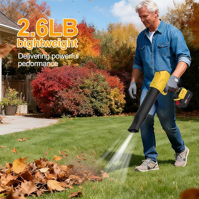 YUANRAN Leaf Blower Cordless with Battery and Charger,500,000 RPM Turbo Jet Blower,Handheld Leaf Blowers for Lawn Care,Portable Lightweight Grass Blower for Yard, Patio & Outdoor Use