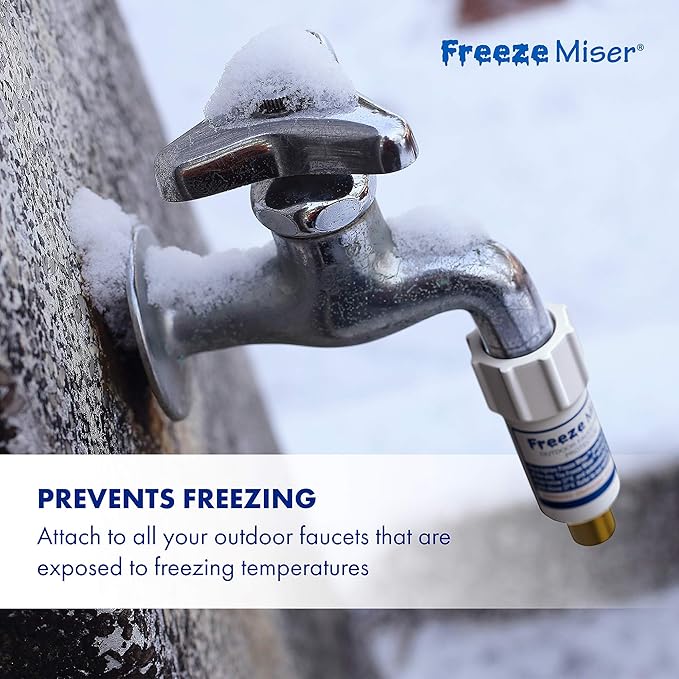 Freeze Miser Outdoor Faucet & Spigot Freeze Protection – Patented Valve Shield, Activates at Water Temperature Below 37°F/3°C – Durable Winter Cover Alternative – Quick Install, Saves Water – 8 Pack