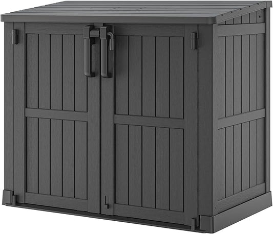 36 Cu Ft Resin Outdoor Storage Shed, Weatherproof Horizontal Outdoor Storage Cabinet with Dual Lock Door for Backyard, Patio, Garage, Garden(Black)