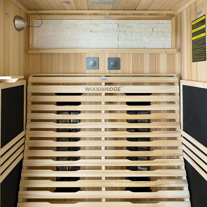 Woodbridge 2-Person Indoor FAR Infrared Black Sauna with WiFi-Enabled Smart Control, Crafted from Japanese Cedar – Features Red Light Therapy, Bluetooth Speaker, Chromotherapy Lighting