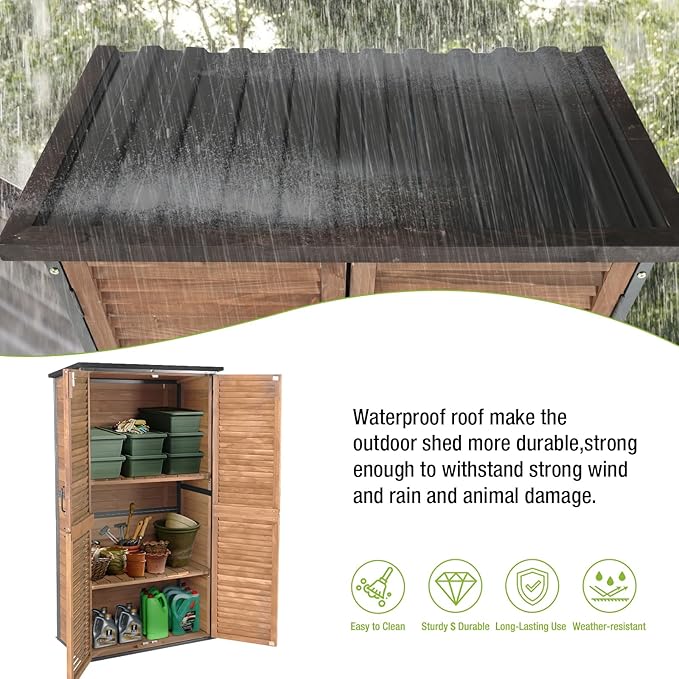 Outdoor Storage Shed Garden Cabinet with Strong Iron Frame Large Garden Shed with Floor,Waterproof
