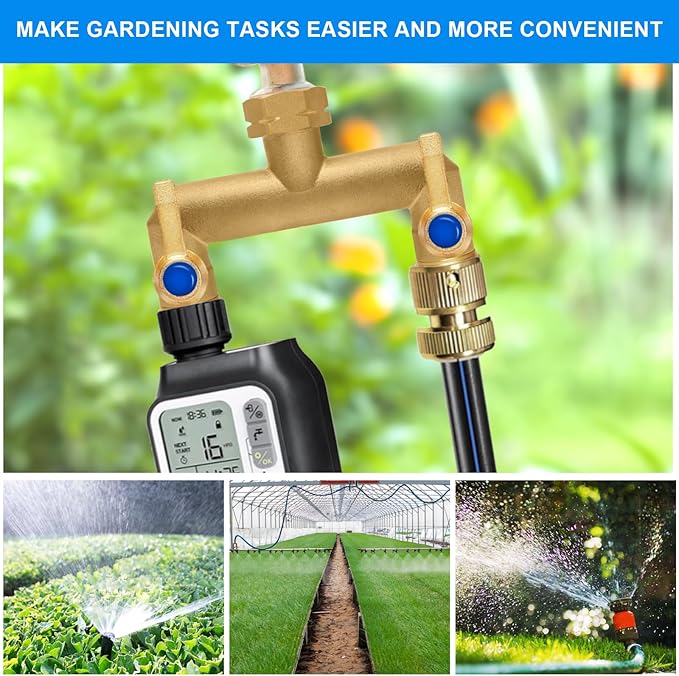 Brass Garden Hose Splitter, Garden Hose Splitter 2 Way Heavy Duty, Outdoor Hose Splitter, GHT 3/4 in. Female Inlet and 3 Way 3/4 in. Male Outlet for Regulating and Shutting Off Water Flow