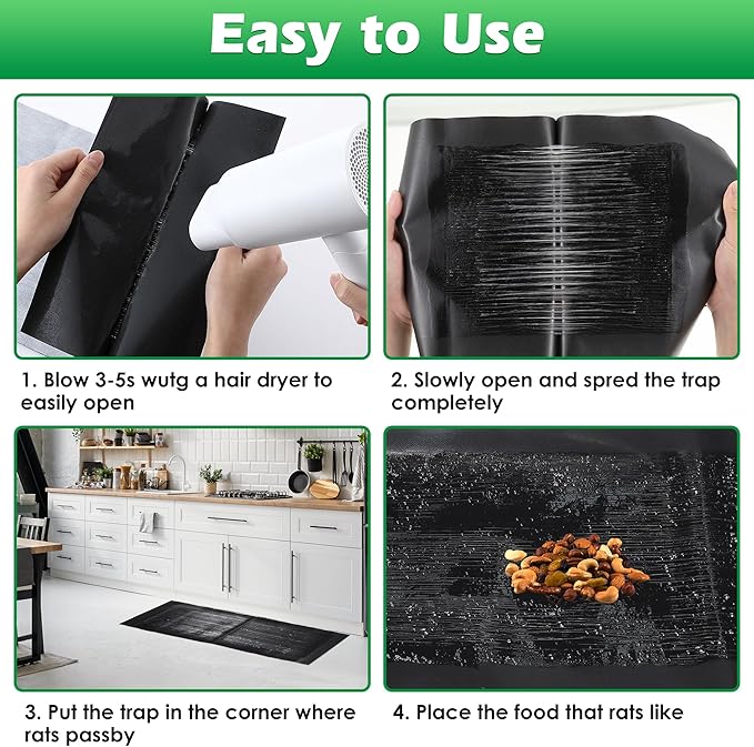 6 Pack 47 x 11 Mouse Glue Traps, Large Super Sticky Rat Glue Traps, Anti Slip and Pet Friendly, Peanut Scented Mice Sticky Board That Work for Home Indoor Outdoor Restaurant Kitchen Office