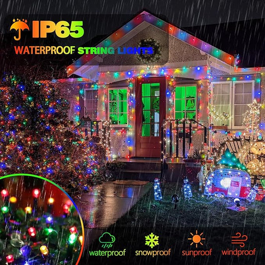 6 Pack Solar Christmas Lights Outdoor Waterproof, Super Bright 270FT 480 LED Solar Lights String with 8 Lighting Modes, Green Wire Solar Twinkle Fairy Lights for Xmas Tree Garden(Multi-Colored)