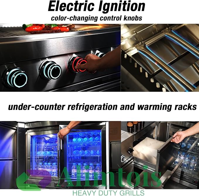 BBQ Grill Island Outdoor Kitchen: Luxury 160 Inch 6-Burner 96000 BTU Stainless Steel Built-in Propane Gas Barbecue Station with Wine Cooler Refrigerator, Rotisserie, Storage Cabinets, Drawers, Sink