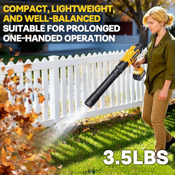V-MODEST Electric Leaf Blower, 800,000 RPM Compact Leaf Blowers Battery Powered Brushless with 2 * 4.0Ah Batteries, Lightweight Cordless Leaf Blower for Yard, Garage, Car, Lawn, Deck, Patio Cleaning