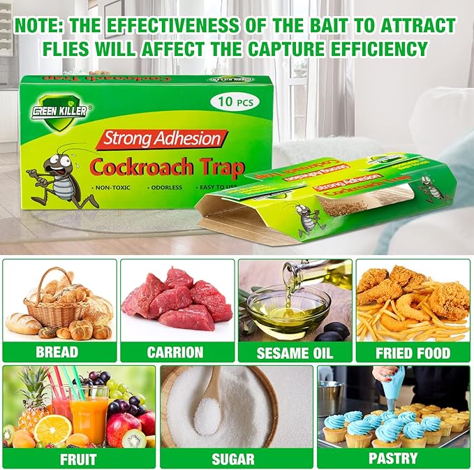 Qualirey Roach Killer Indoor Sticky Roach Traps Glue Cockroach Killer Infestation Home Cockroach Trap for Indoor Home Pest Bug Insect Control 8.66 x 7.6 Inch(40 Pcs)