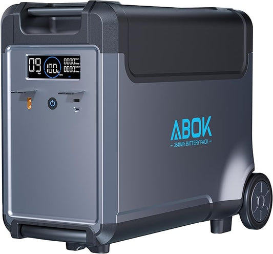 Portable Power Station Extra Battery for Ark3600, 3840Wh LiFePO4 Battery Electric Solar Generator for Garage, Home, Off-Grid Living,Car Refrigerator, Portable Air Conditioner