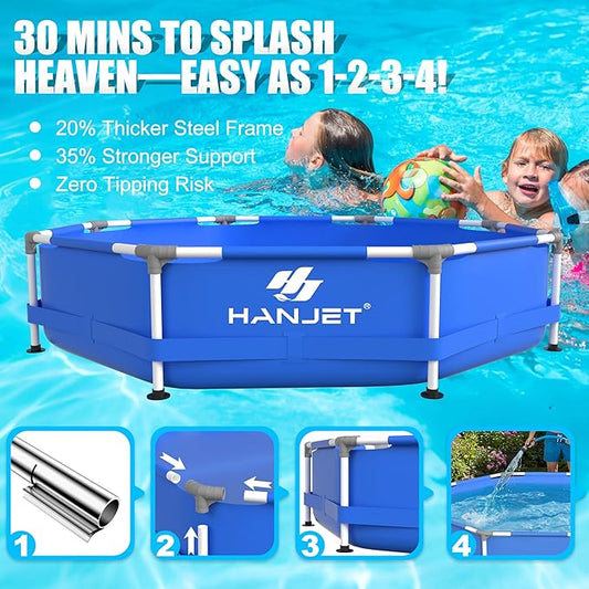 Above Ground Pool,PE Frame Deep Swimming Pool, Family Pool,Large Above Ground Pool Easy Set, Outdoor Backyard Pool for Kids, Adults,Dog 12ft x 30inch