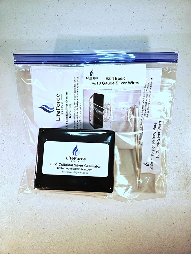 LifeForce Devices Compact EZ-1 Basic Silver Generator – Battery-Powered DIY Fresh Silver Maker – Portable Kit Makes 32oz in 16 Minutes (10-Gauge)