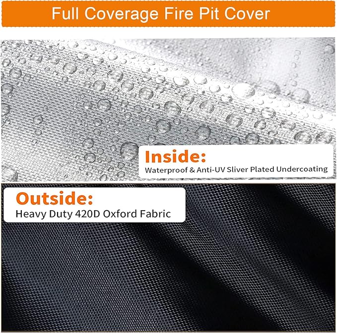 Fire Pit Cover, 20inch Firepit Cover, Waterproof Outdoor Covers with Handles and Drawstring-20x15inch