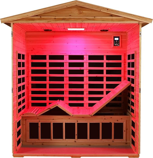 LTCCDSS Full Spectrum Outdoor Far Infrared Sauna 3-Person - Low EMF Sauna for Home -Withstand Temp -5℉-104℉ - Near&Mid-IR Light, Bluetooth Speakers, LED Reading (81.1 * 45 * 83.5 inch)