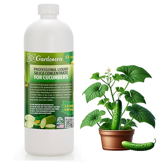 𝐏𝐑𝐎𝐅𝐄𝐒𝐒𝐈𝐎𝐍𝐀𝐋 Liquid Silica Plant Supplement - 32oz - Cucumber Plants Liquid Silica Boost Fertilizer - Stronger Stems & Healthy Leaves for Indoor & Outdoor Cucumbers (Makes 180 Gallons)